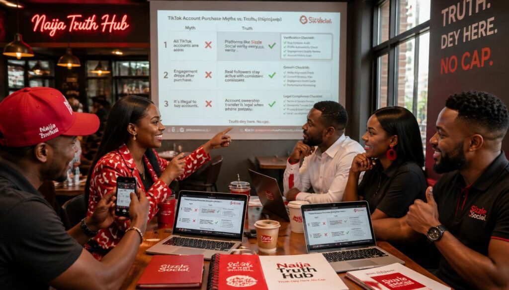 Nigerian group laughing at TikTok myths