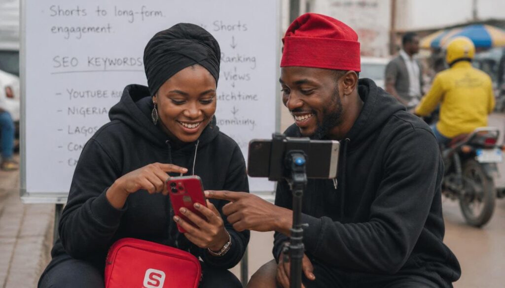 Nigerian creators filming Shorts with SEO focus