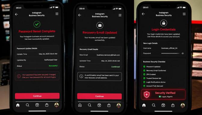 Screenshot of password reset