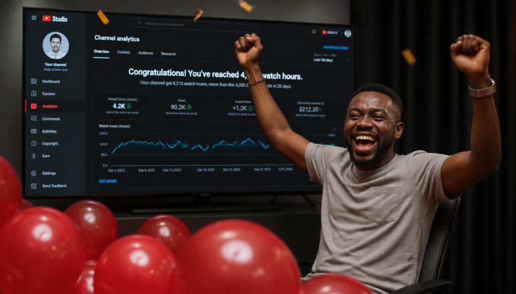 Nigerian creator celebrating monetization milestone