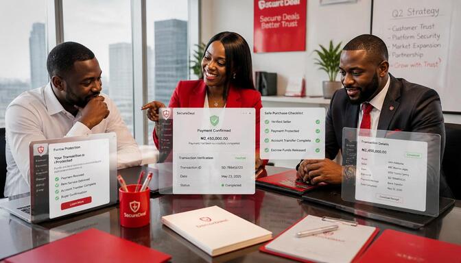 Nigerians using escrow service on laptop