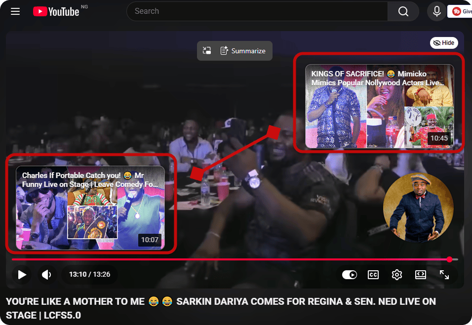 Nigerian creator inserting subtle reminders in video timeline, supported by bar chart showing increased likes after CTA use