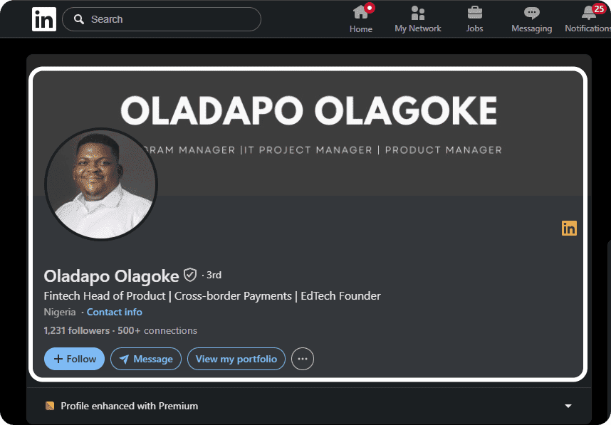 Nigerian polishing LinkedIn profile photo and headline