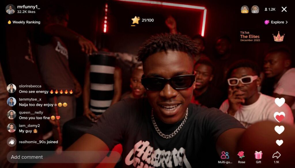 Nigerian TikTok creator hosting live session engaging audience