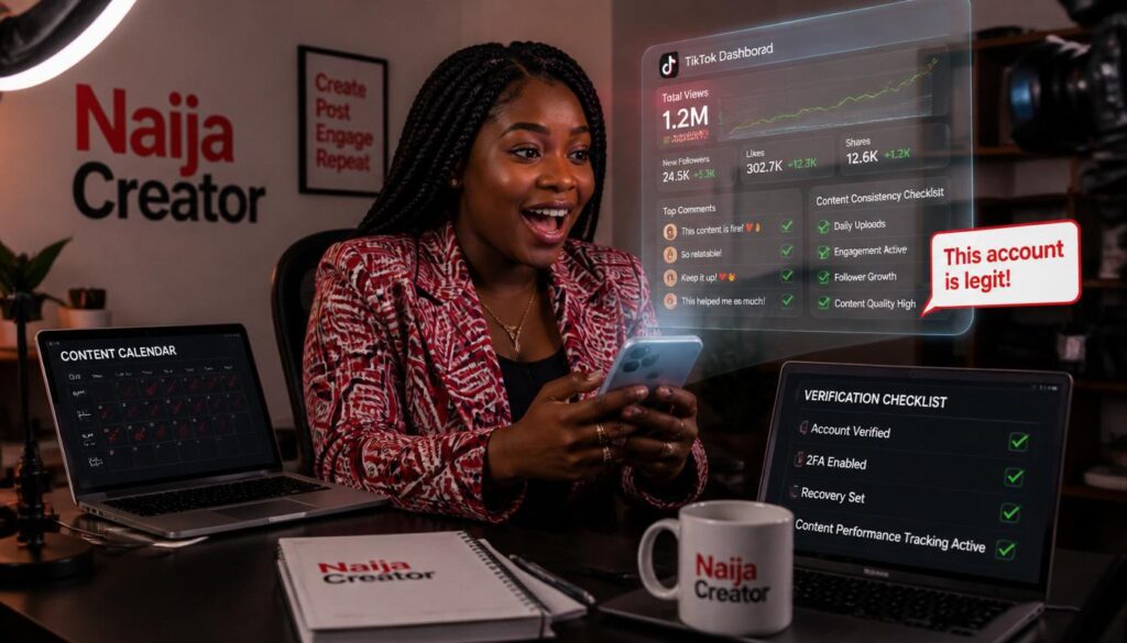 Nigerians verifying TikTok account metrics