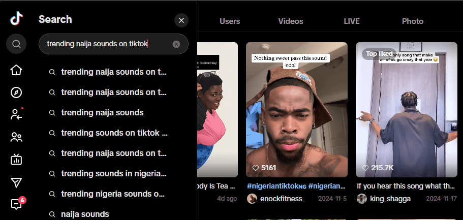 TikTok trending sounds chart