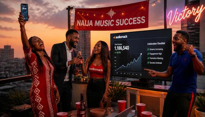 Naija crew celebrating Audiomack streams