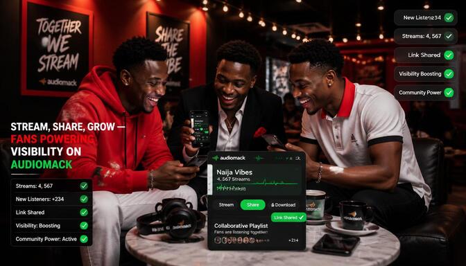 Fans streaming Audiomack songs.