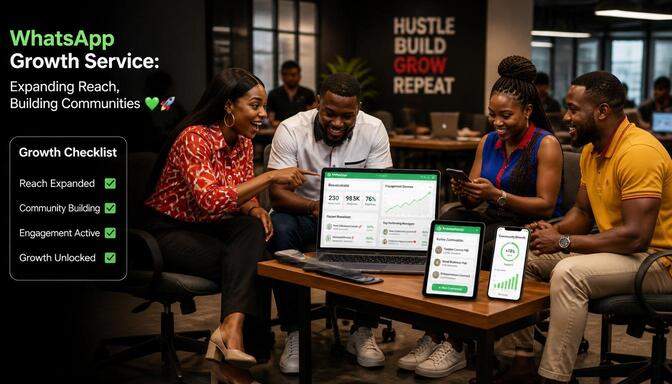 Nigerian SME owner smiling with WhatsApp growth results.