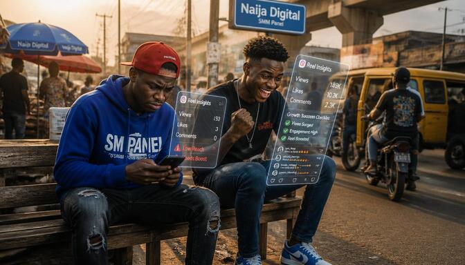 Naija youth scrolling Instagram Reels on phone