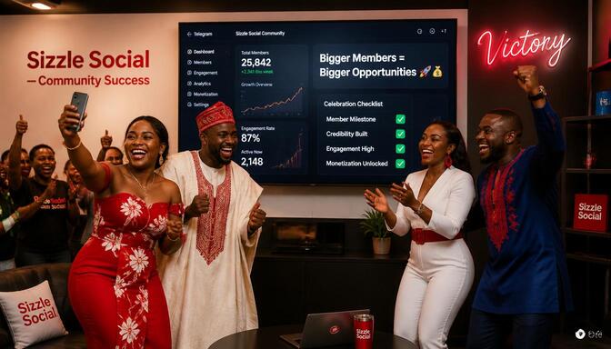 Nigerian influencers celebrating Telegram growth