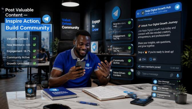 Nigerians sharing engaging posts on Telegram
