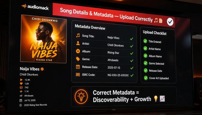 Screenshot of Audiomack metadata settings.