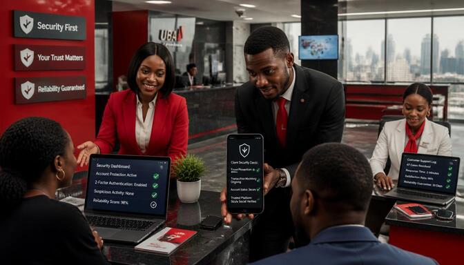 Nigerian support team in banking hall