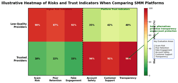 Heatmap showing risks of low-quality SMM services