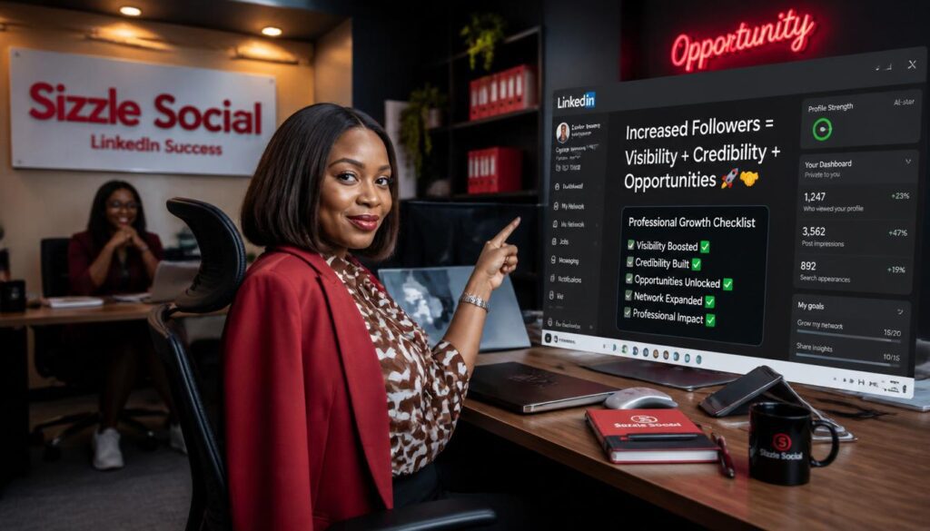 A Nigerian showing LinkedIn follower impact.
