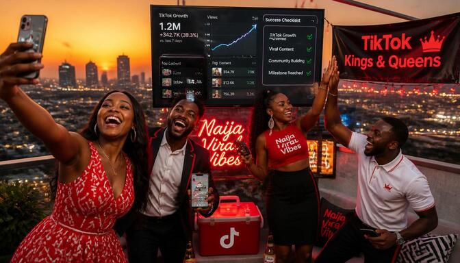 Nigerian creators celebrating TikTok growth success