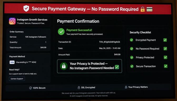 Screenshot of secure payment.