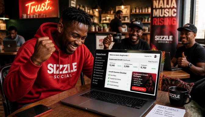 Nigerian artist reviewing Sizzle Social growth packages