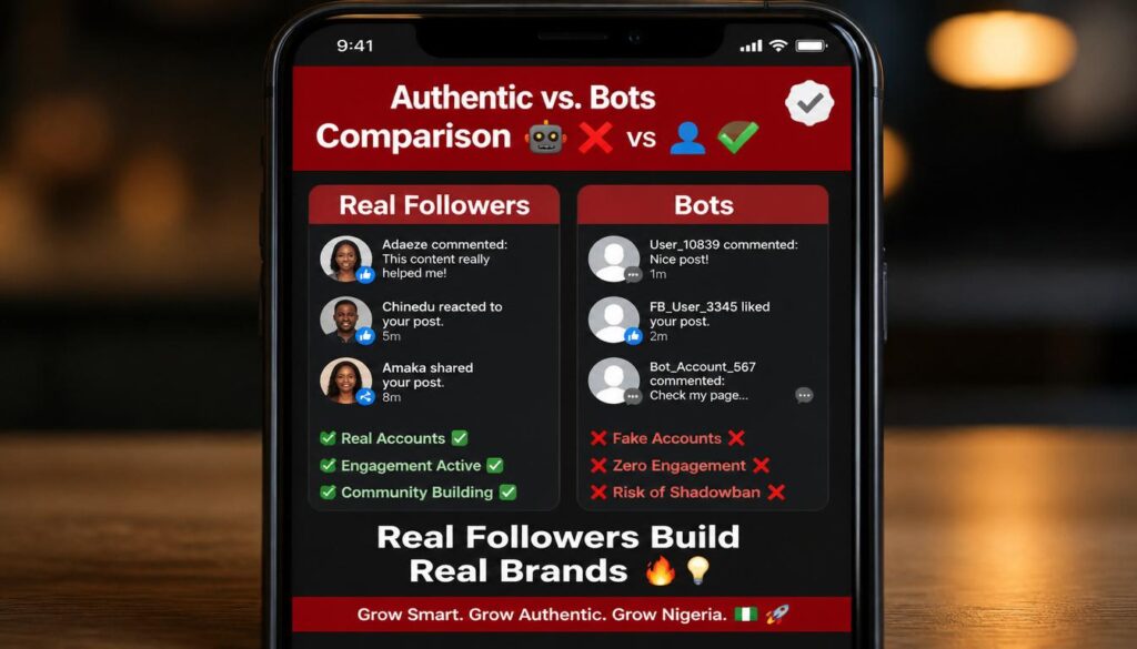 Screenshot showing follower authenticity