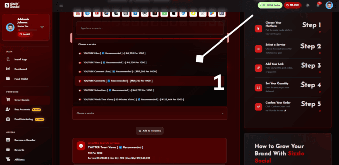 Screenshot of Sizzle Social packages