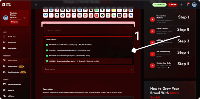 Selection chart of package options