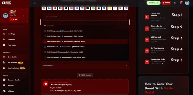 Package selection screenshot
