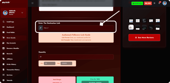 Artist submitting track link online.