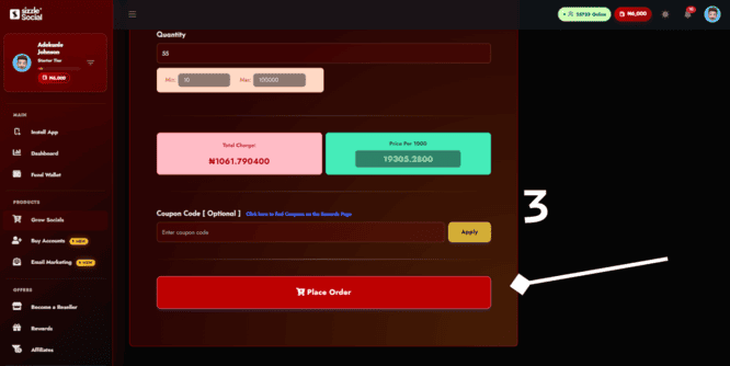 Secure payment screen.