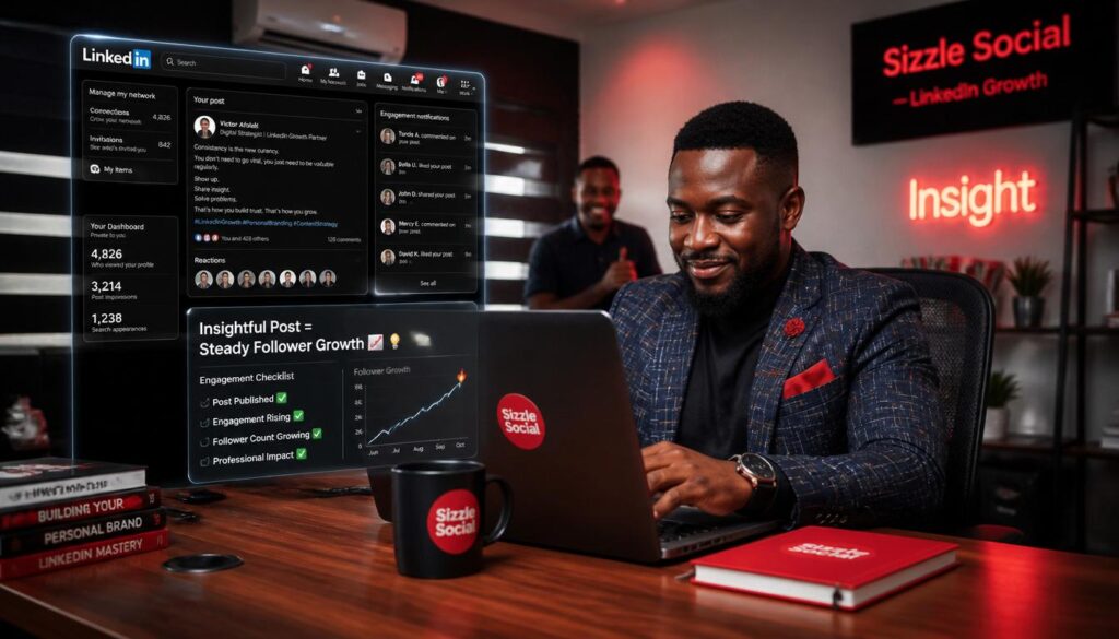 Nigerian posting content on LinkedIn.