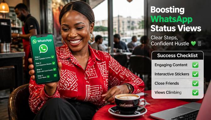 Nigerian entrepreneur using phone confidently
