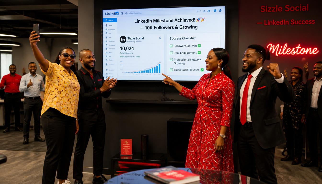 Nigerian professionals celebrating LinkedIn milestone