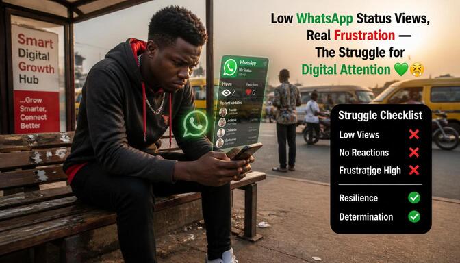 Nigerian youth checking WhatsApp status views