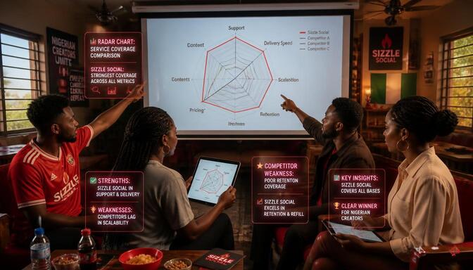 Radar chart showing Instagram, TikTok, YouTube coverage comparison