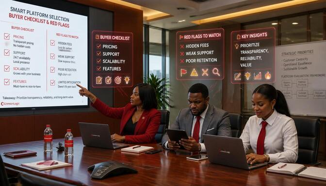 Nigerian buyers reviewing SMM panel checklist in a conference room