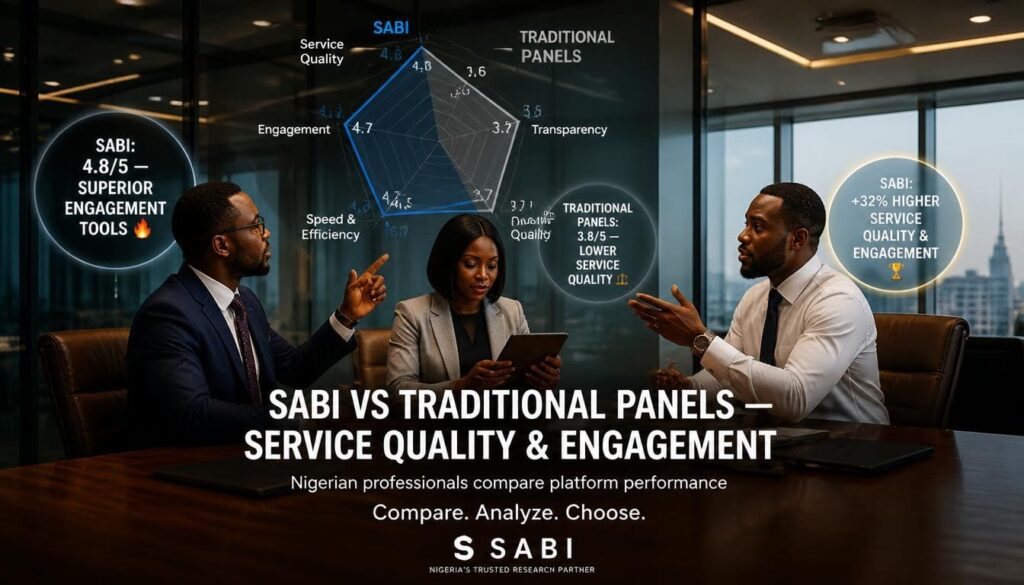Radar chart comparing SABI vs traditional panels