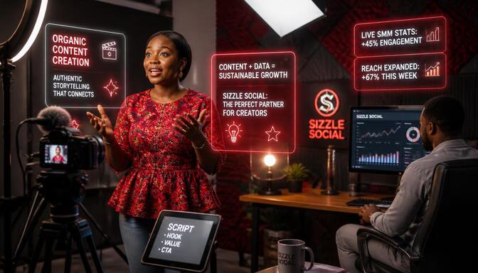 Nigerian studio showing creators combining organic content with SMM.
