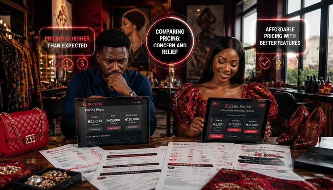 Nigerian influencers comparing Likes.ng and Sizzle Social services