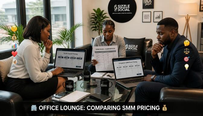 SMM panel pricing comparison Nigeria with office desk setting