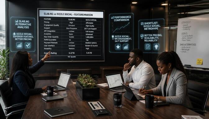Nigerian creators evaluating SMM panels at a conference room