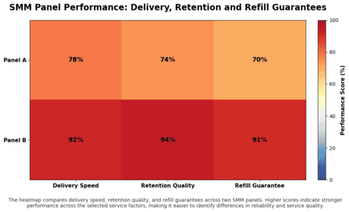 Heatmap showing delivery and retention rates