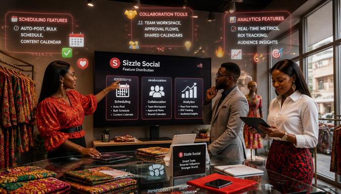 Nigerian team in boutique analyzing platform features.