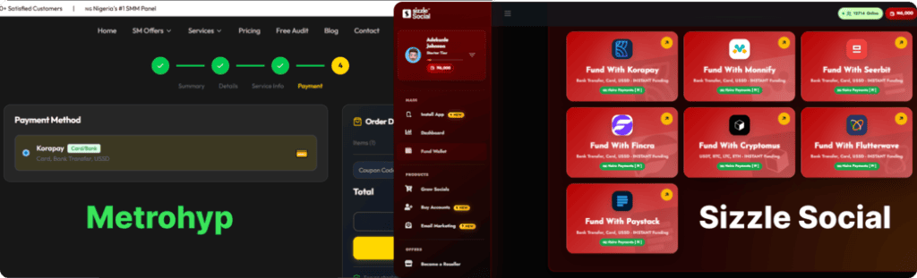 Screenshot of payment method convenience