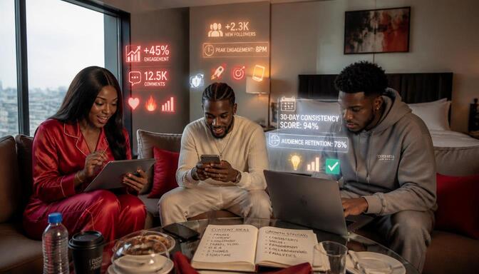 Photo of influencers at fashion house.