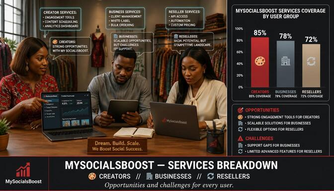 MySocialsBoost offerings infographic showing Nigerian business context