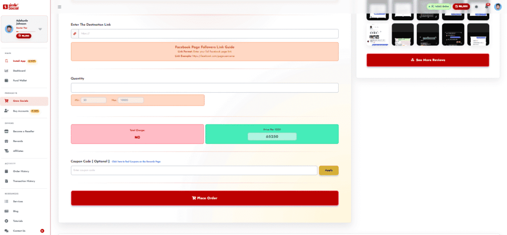 Screenshot of order confirmation page.