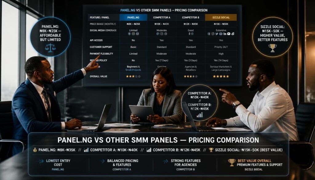 Panel.ng price comparison table Nigeria.