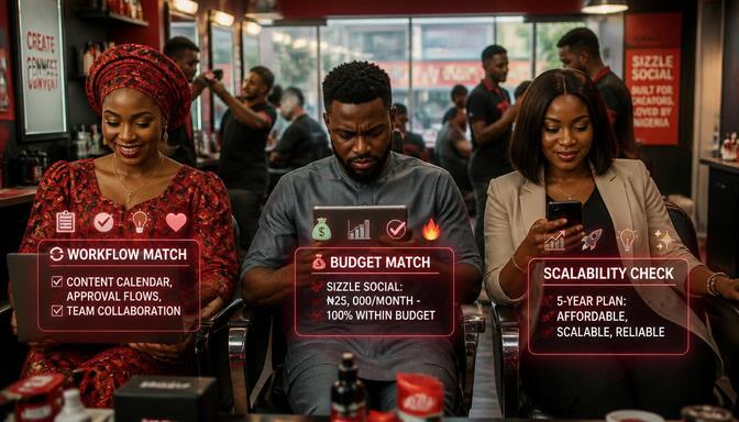 Nigerian creators in salon discussing platform fit.