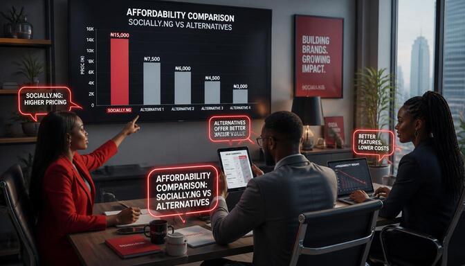 Bar chart comparing Socially.ng vs alternatives pricing