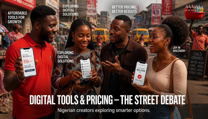 Feature image showing Nigerian creators exploring Really Simple Social services